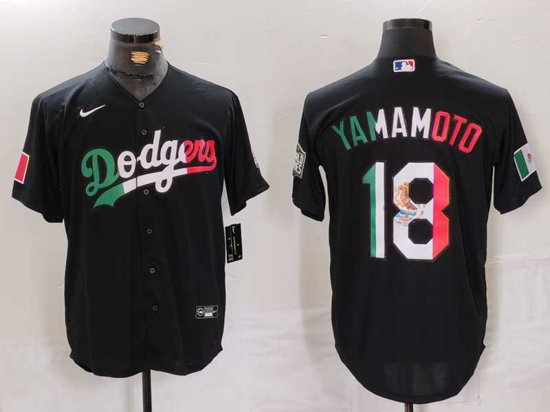Men%27s Los Angeles Dodgers #18 Yoshinobu Yamamoto Black Mexico Cool Base Stitched Jersey Dzhi->los angeles dodgers->MLB Jersey